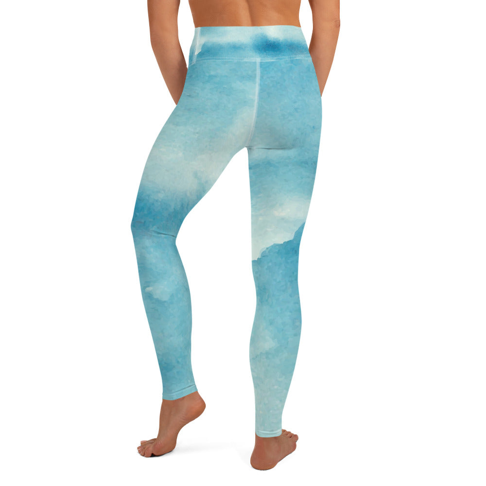 Comfy Raised Band Yoga Leggings by P Blue