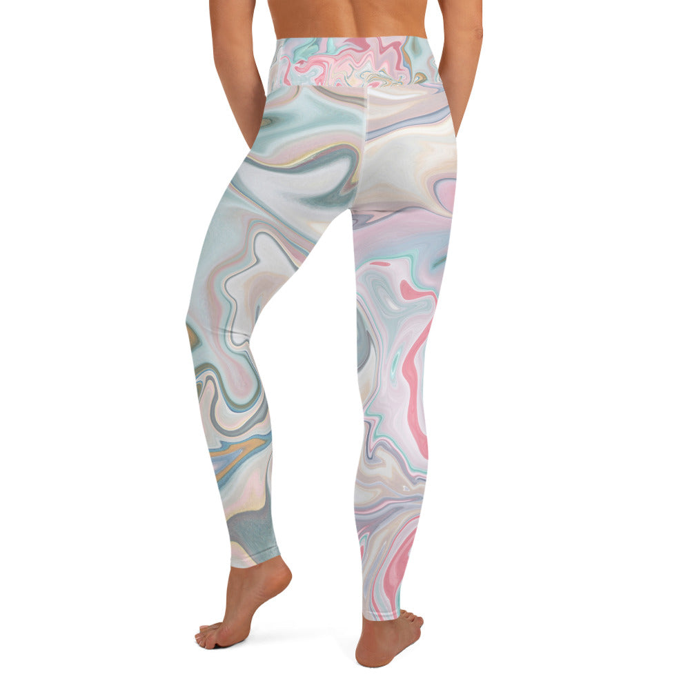 Comfy Raised Band Yoga Leggings by P Blue