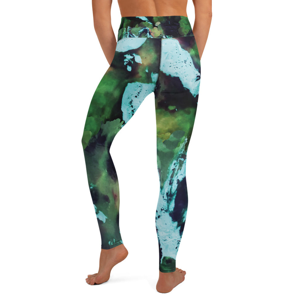 Comfy Raised Band Yoga Leggings by P Blue