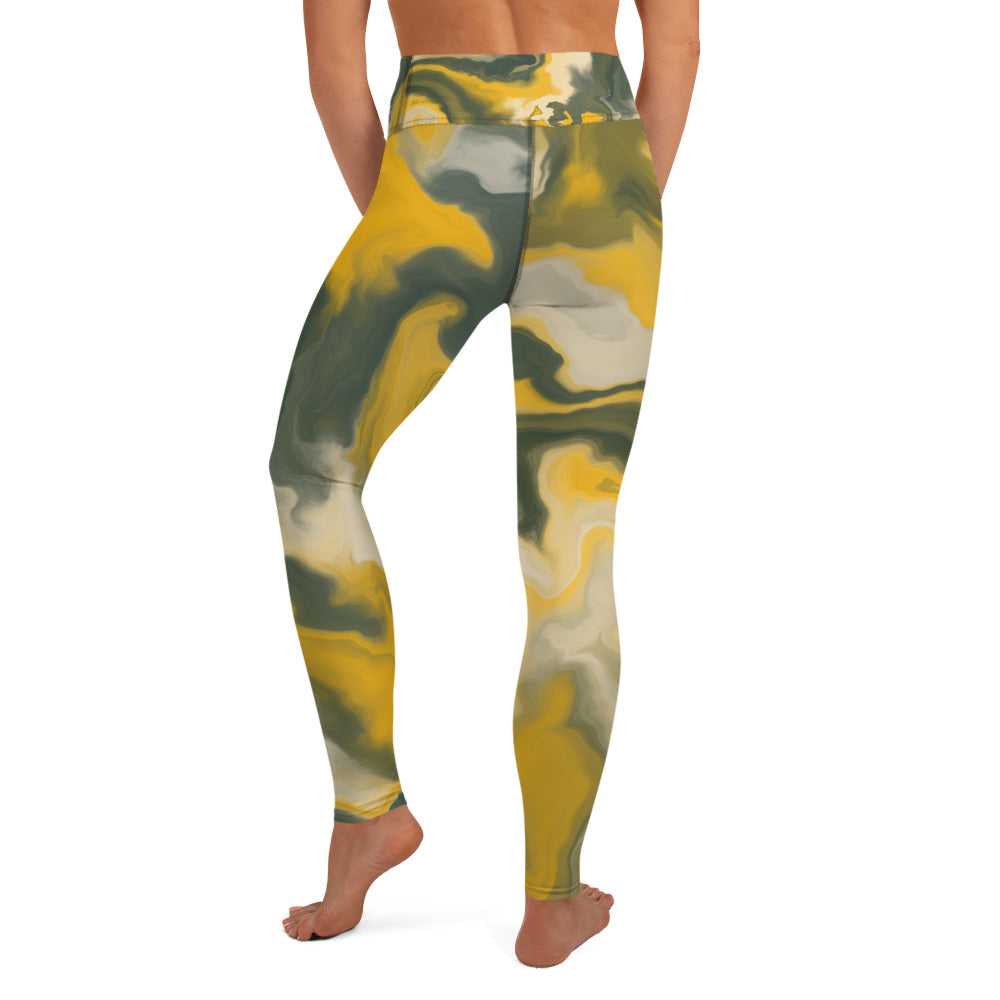 Comfy Raised Band Yoga Leggings by P Blue