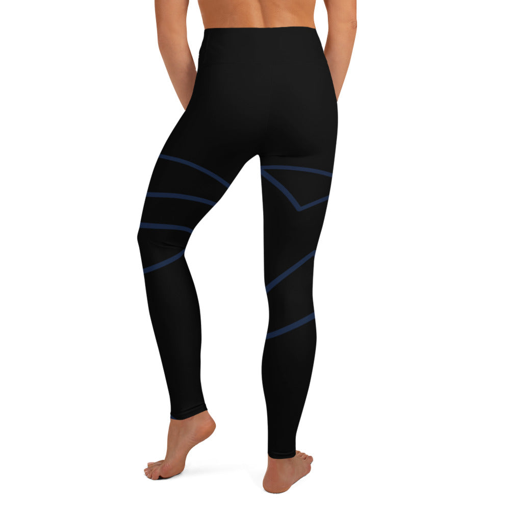 Comfy Raised Band Yoga Leggings by P Blue