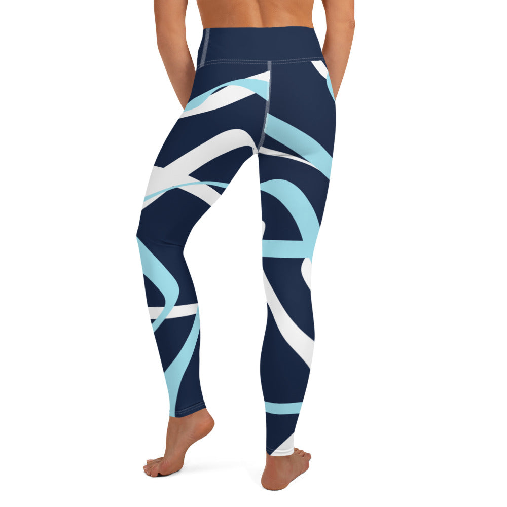 Comfy Raised Band Yoga Leggings by P Blue