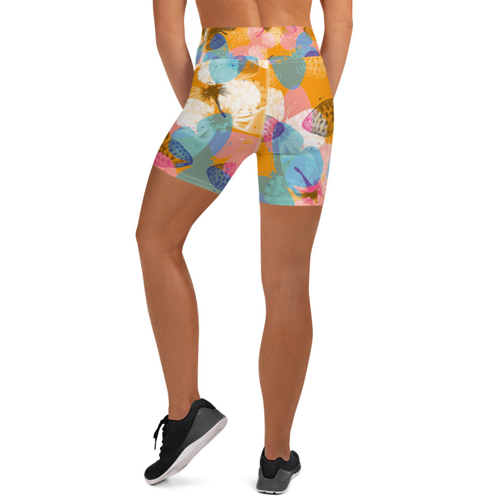 Comfy Raised Band Yoga Shorts by P Blue