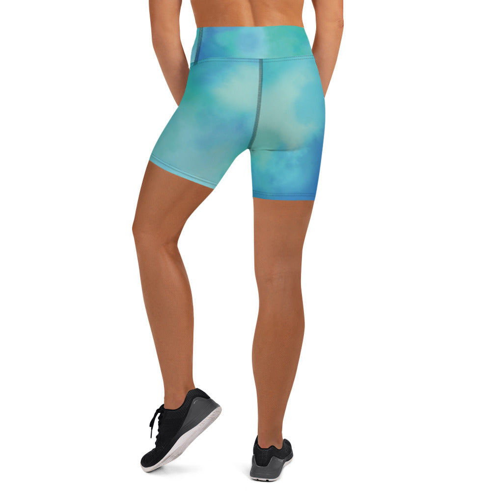 Comfy Raised Band Yoga Shorts by P Blue