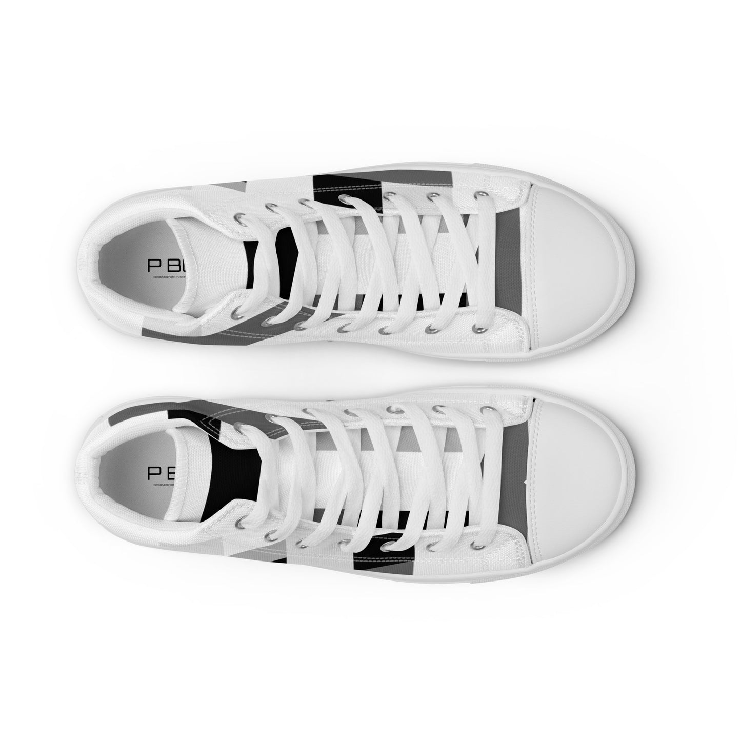 High-Top Abstract Canvas Sneakers by P Blue