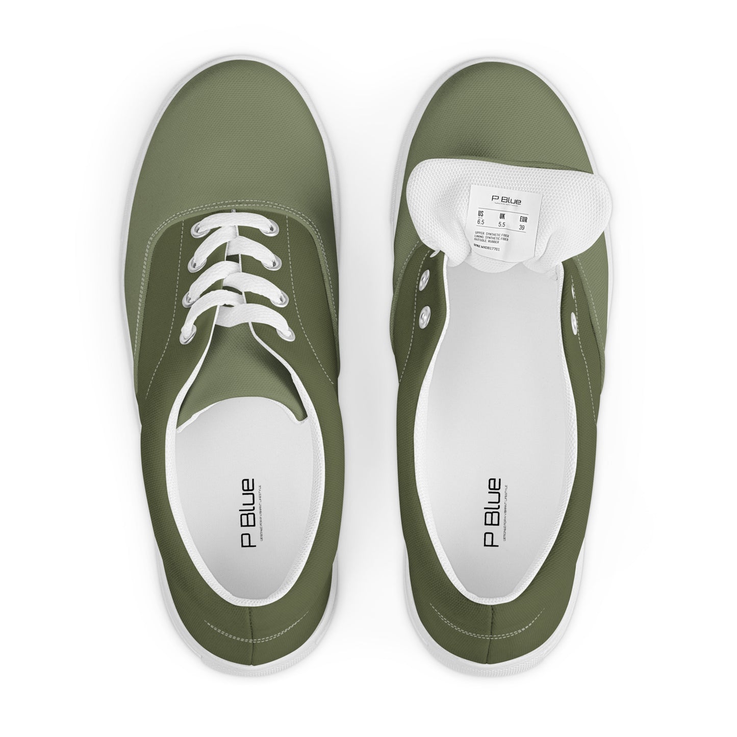 Two-Tone Lace-Up Canvas Shoes by P Blue