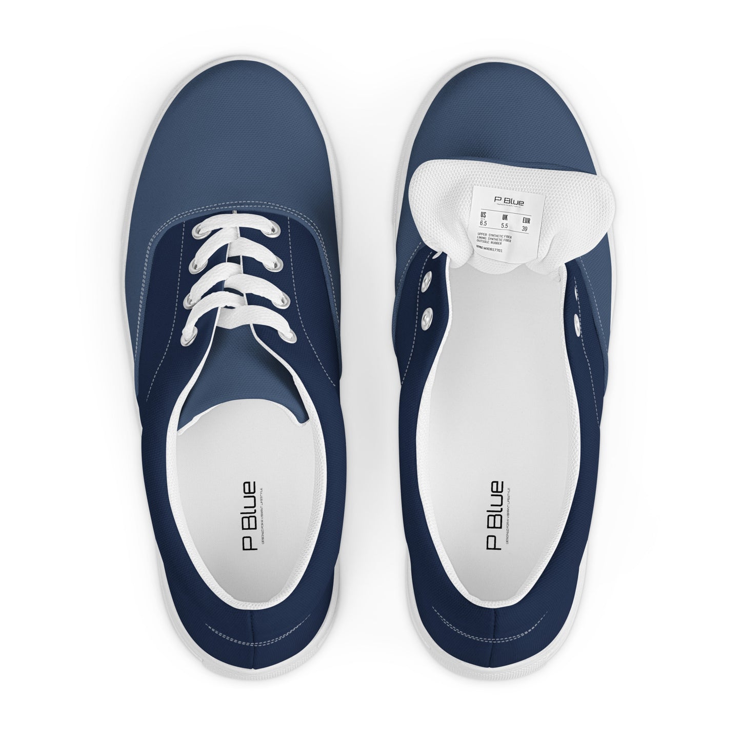 Two-Tone Lace-Up Canvas Shoes by P Blue