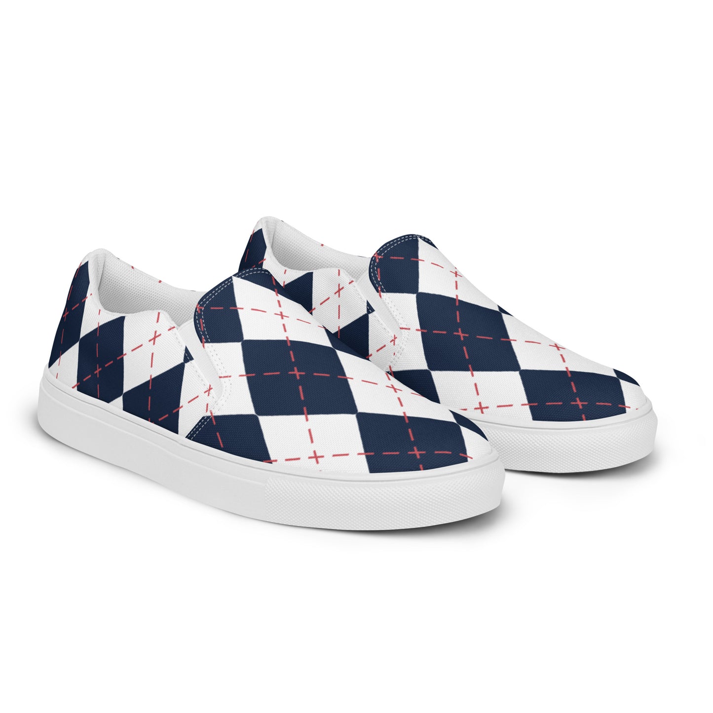 Argyle Slip-On Canvas Shoes by P Blue