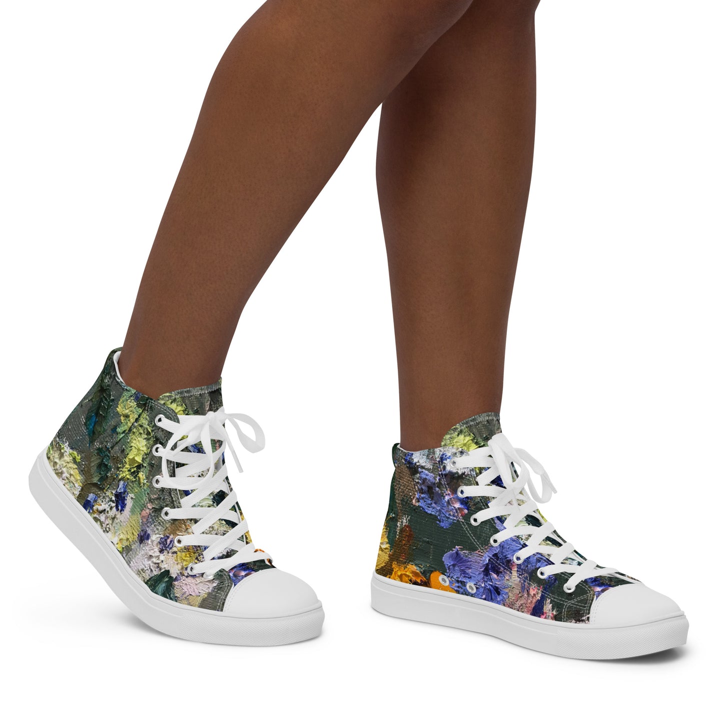 High-Top Abstract Canvas Sneakers by P Blue