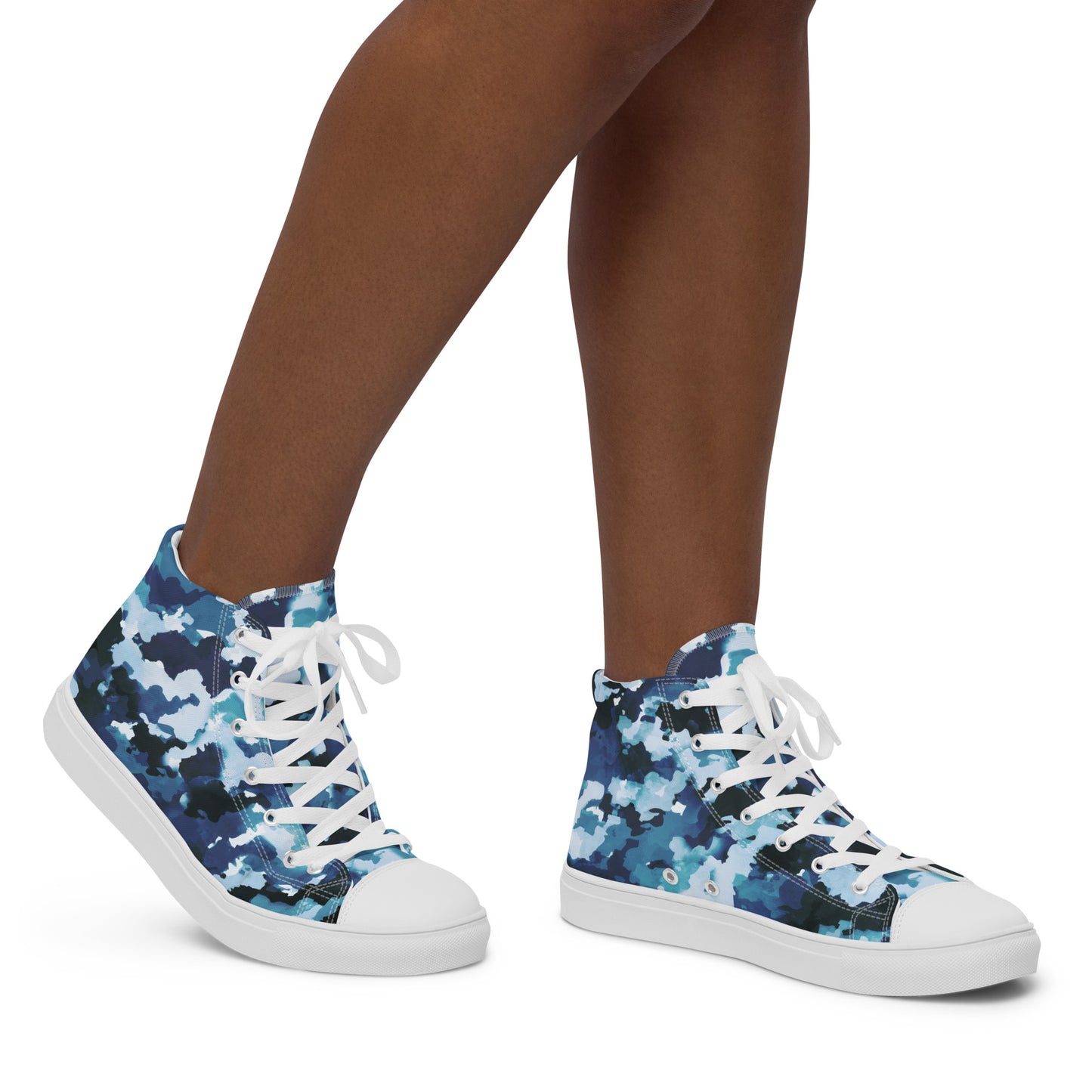 High-Top Abstract Canvas Sneakers by P Blue
