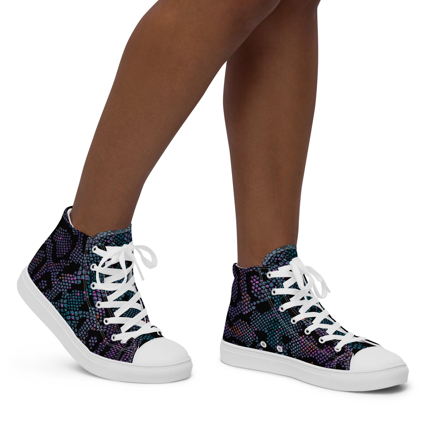High-Top Abstract Canvas Sneakers by P Blue
