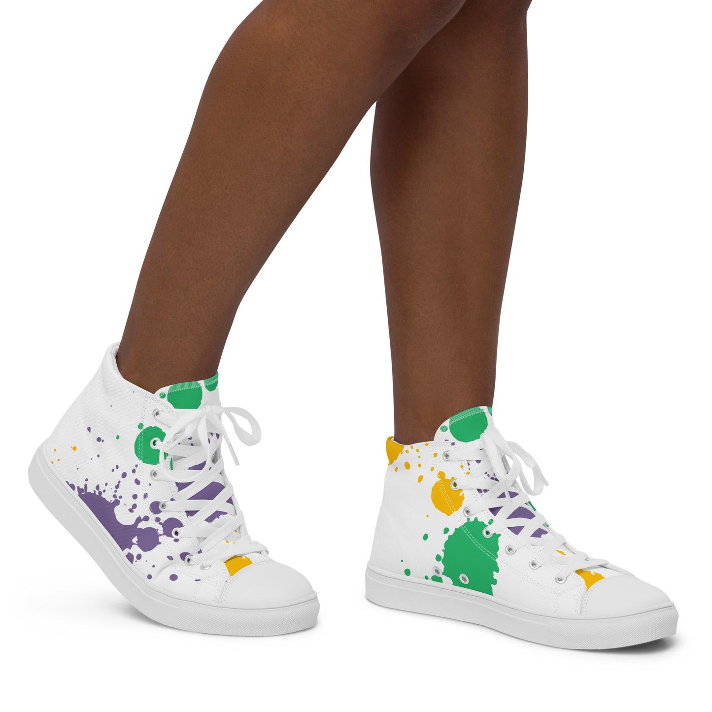 High-Top Splatter Canvas Sneakers by P Blue