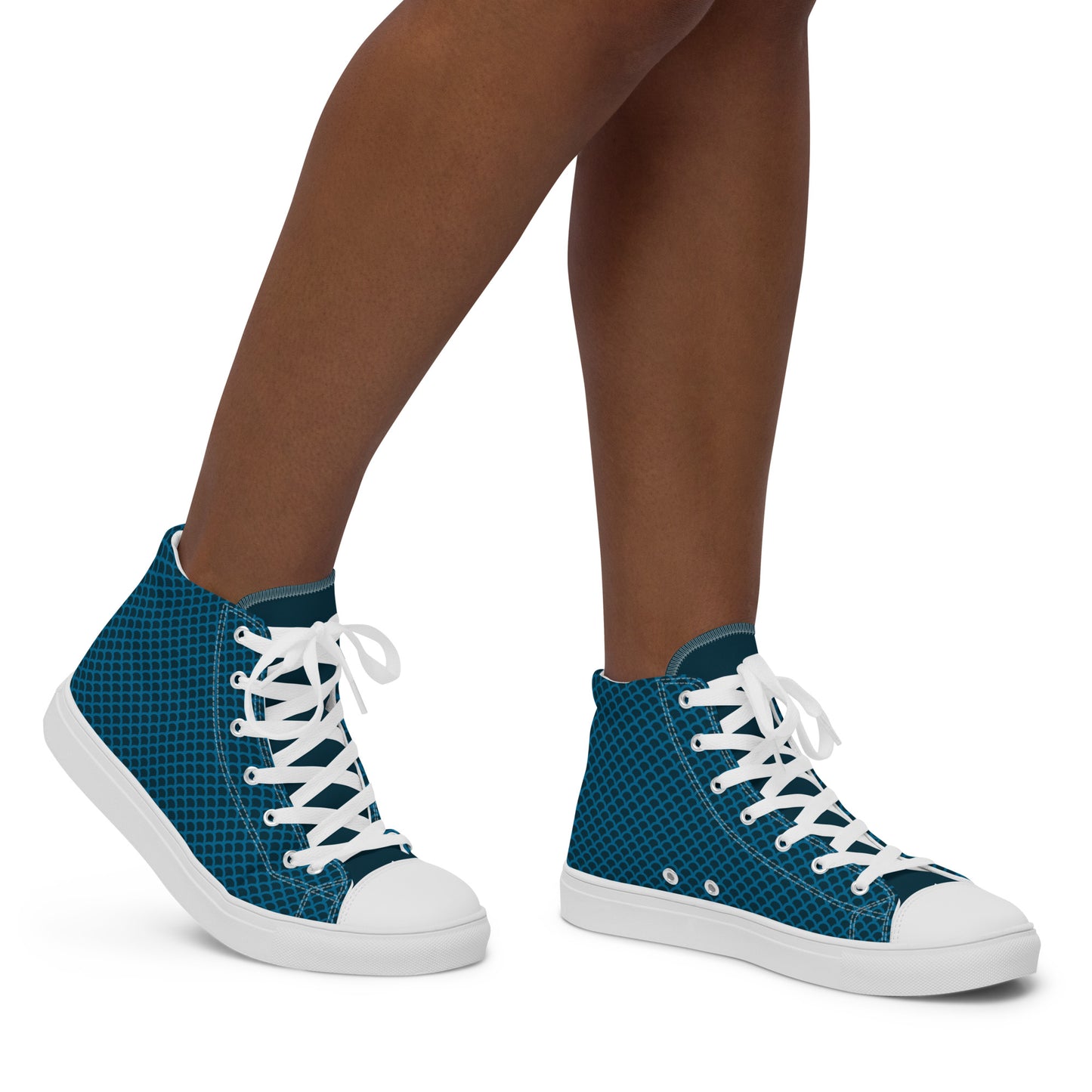 High-Top Patterned Canvas Sneakers by P Blue