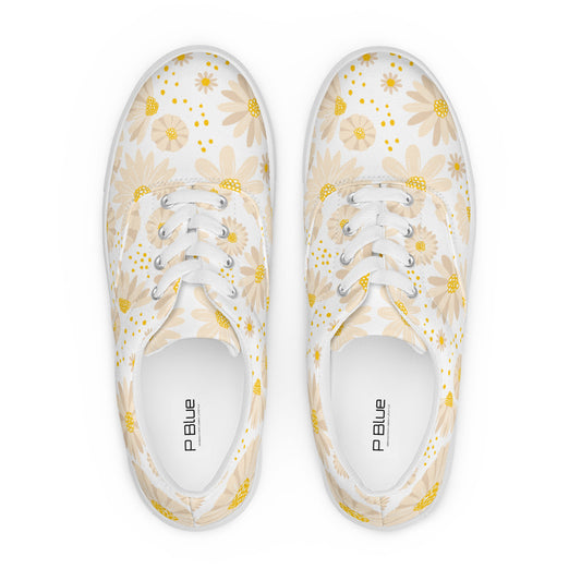 Floral Lace-up Canvas Shoes