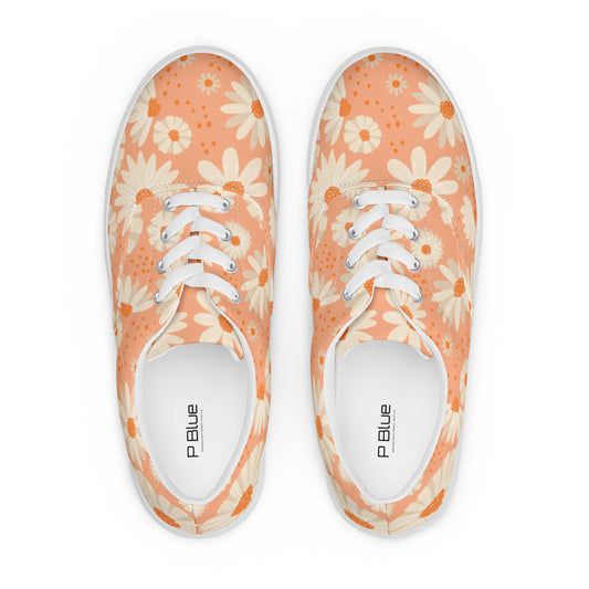 Floral Lace-up Canvas Shoes