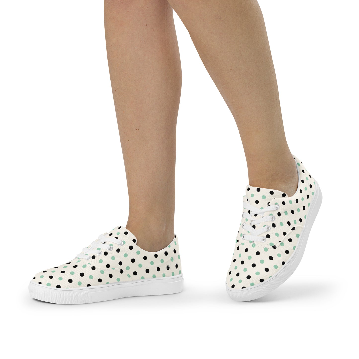 Dotted Lace-up Canvas Shoes by P Blue