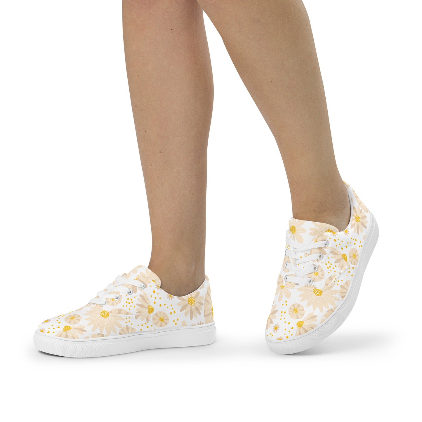 Floral Lace-up Canvas Shoes by P Blue
