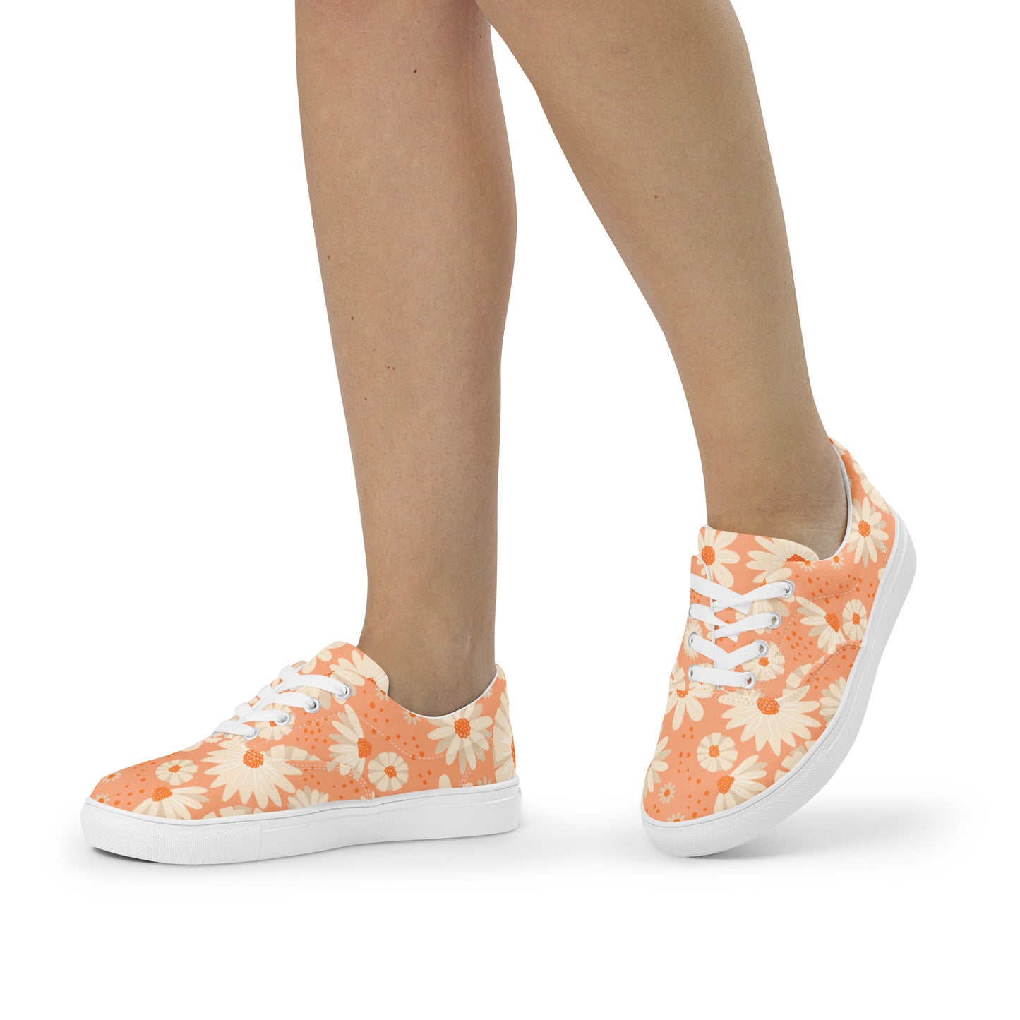 Floral Lace-up Canvas Shoes by P Blue