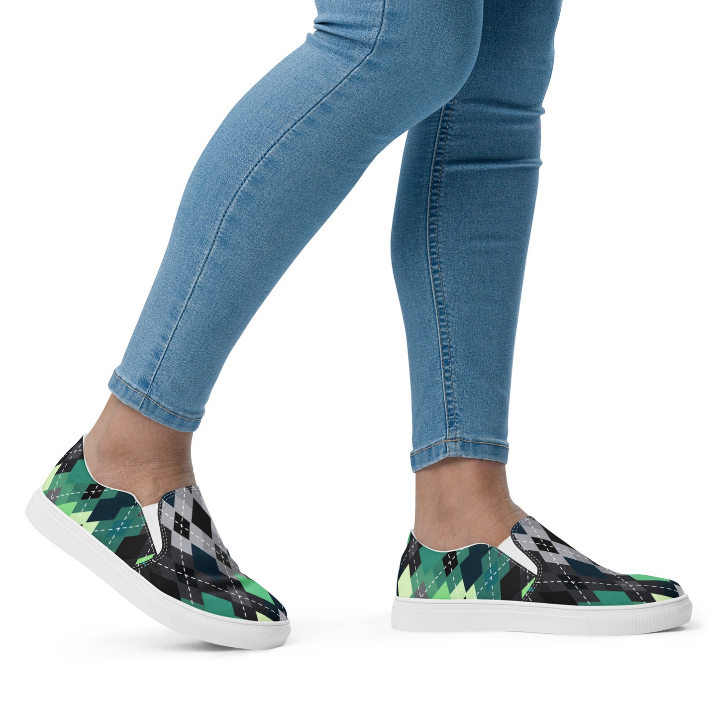 Argyle Slip-On Canvas Shoes by P Blue