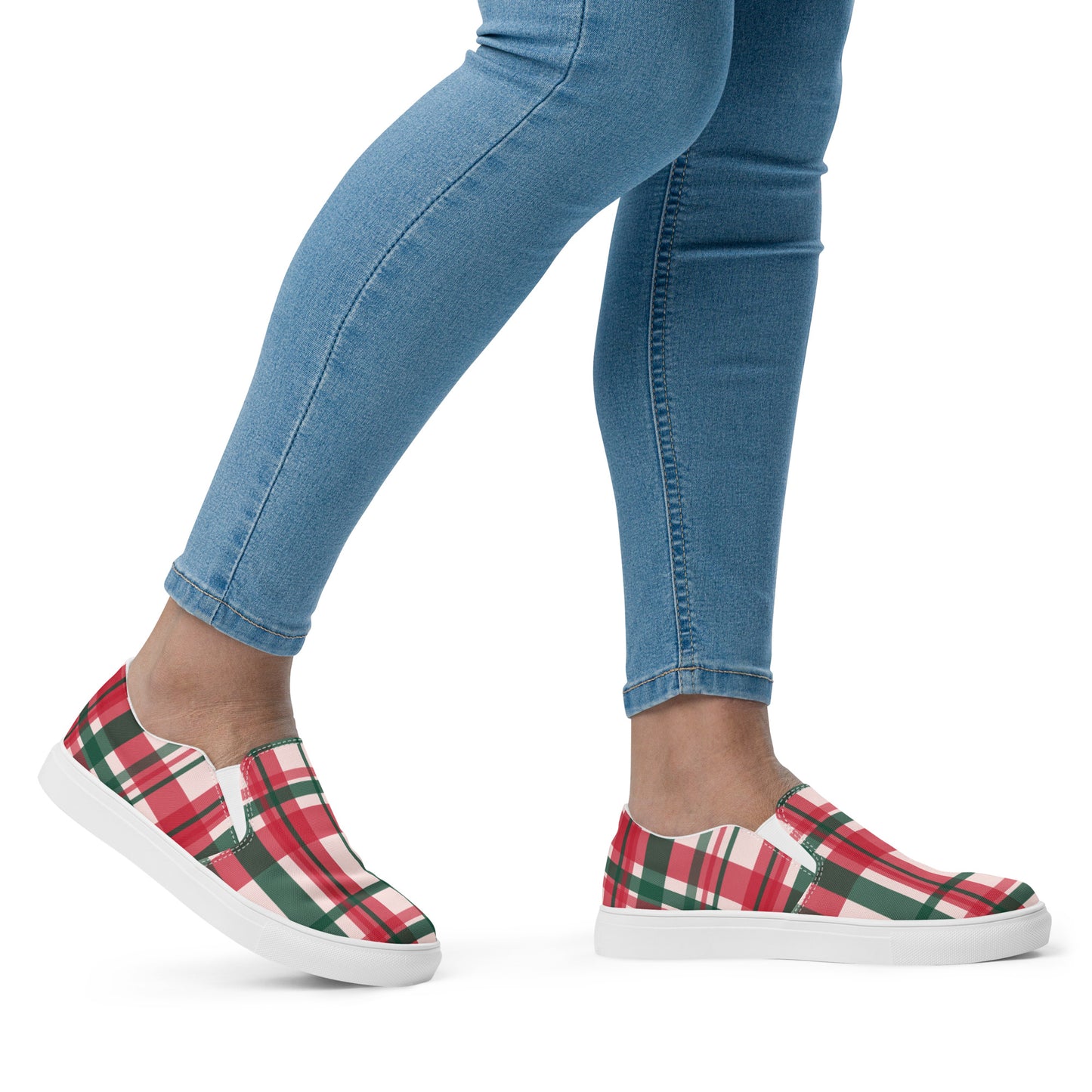 Plaid Slip-On Canvas Shoes by P Blue