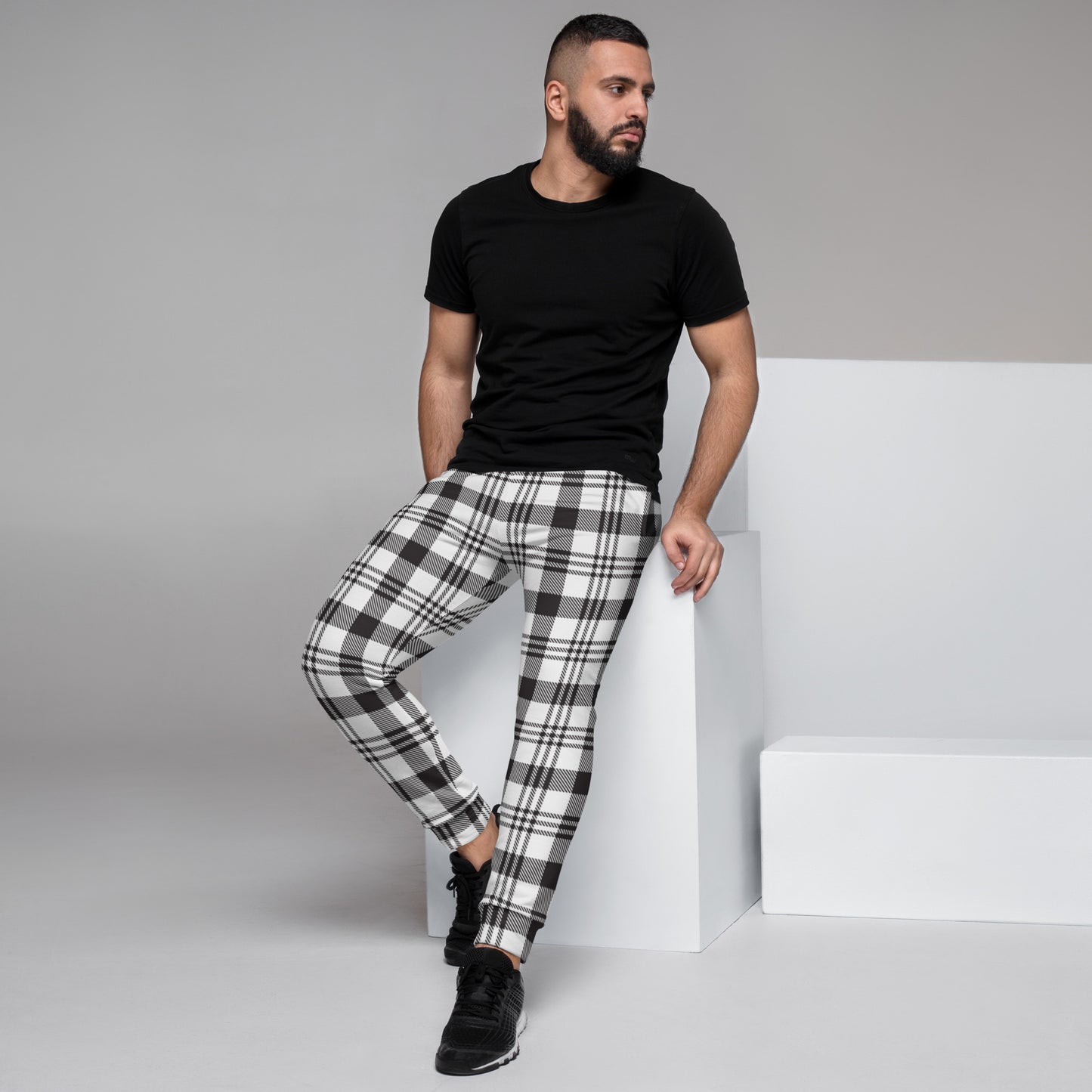 Comfy Slim Fit Joggers with Checkered Print by P Blue