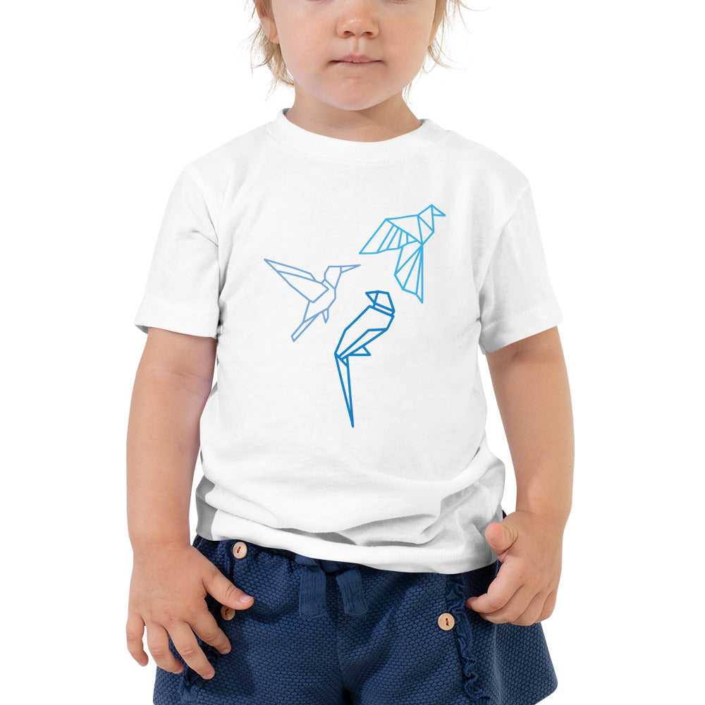 White Origami Birds Short Sleeve Tee by P Blue