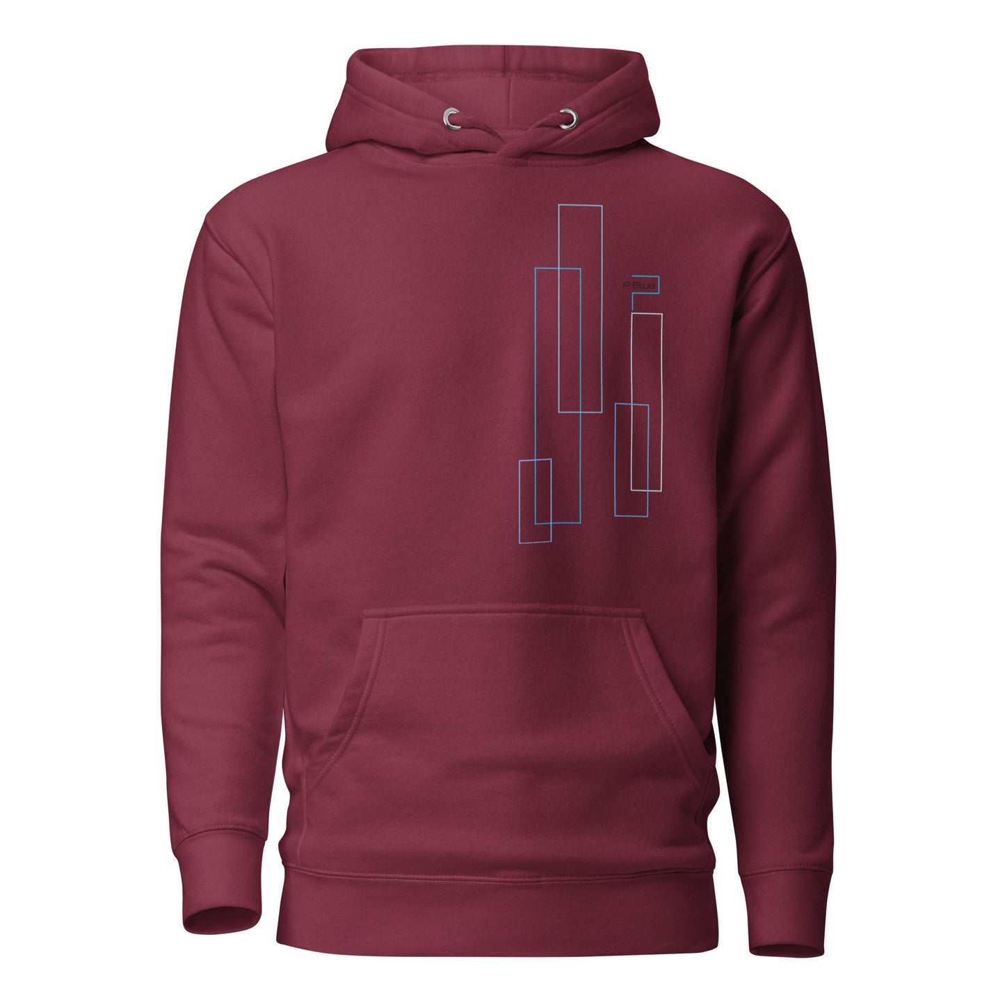 Premium Cotton Hoodie with Rectangles Print by P Blue