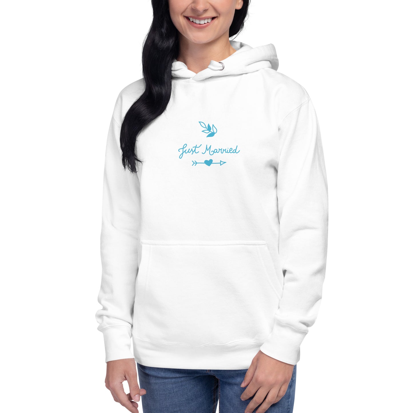 Premium Cotton Hoodie with Just Married Print by P Blue
