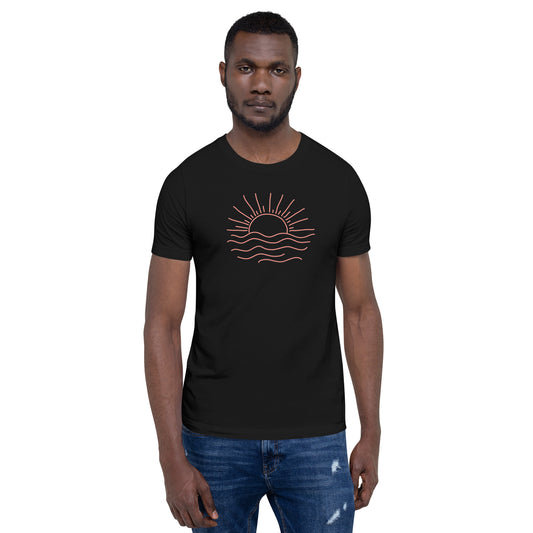 Soft Cotton T-Shirt with Sunset Print