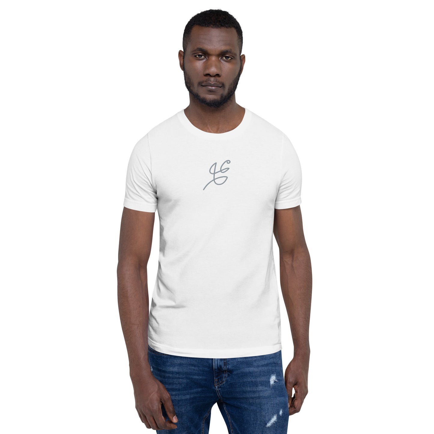 Soft Cotton T-Shirt with Mistletoe Embroidery by P Blue