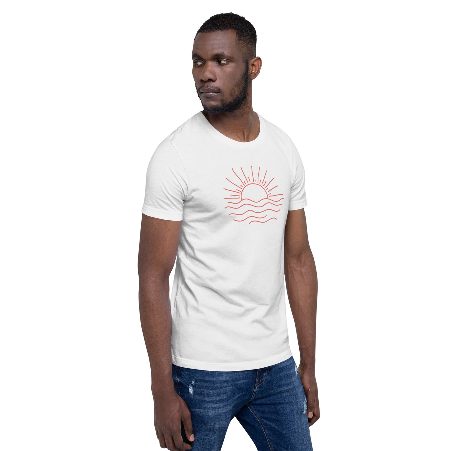 Soft Cotton T-Shirt with Sunset Print by P Blue