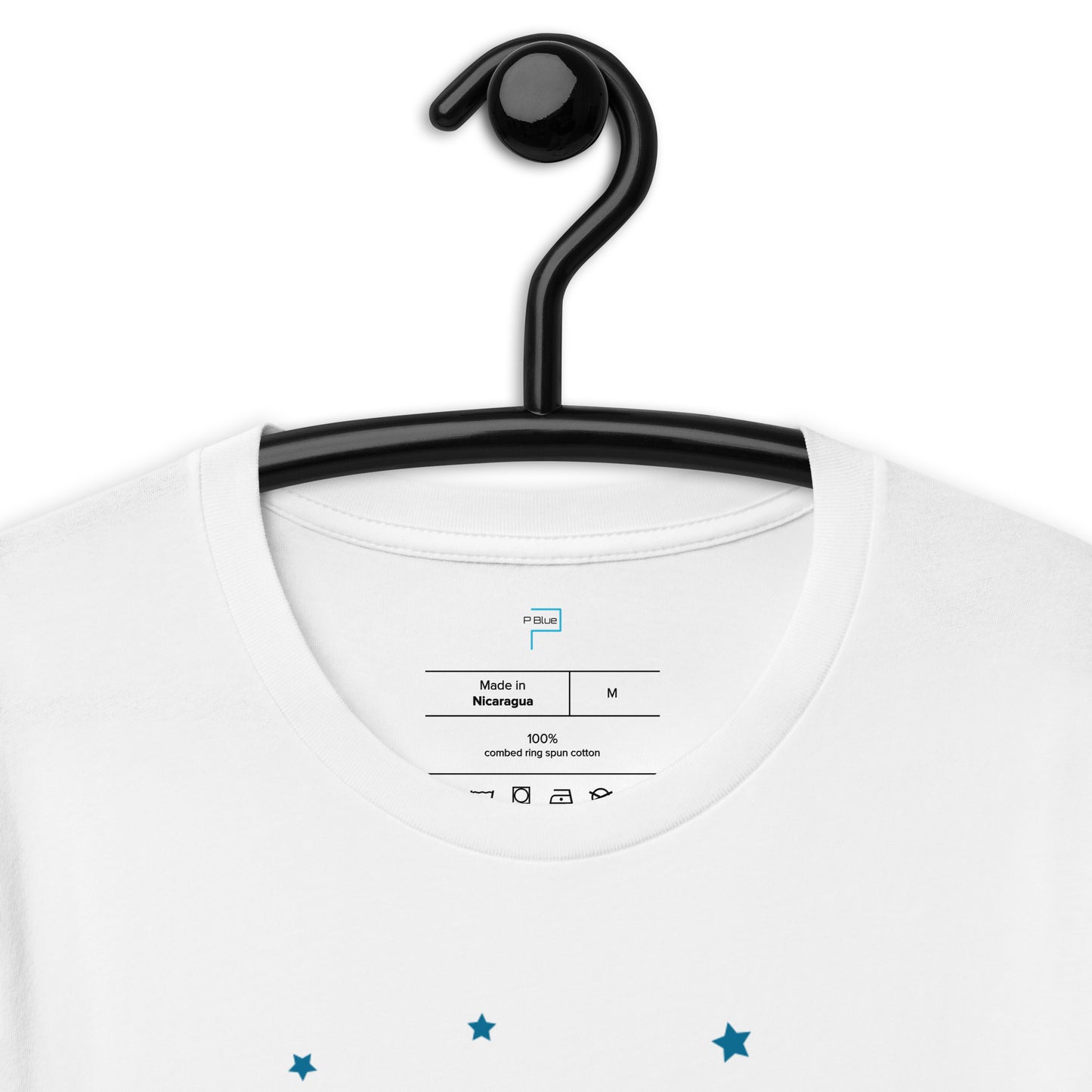 Soft Cotton T-Shirt with Blue Space Stars Print by P Blue