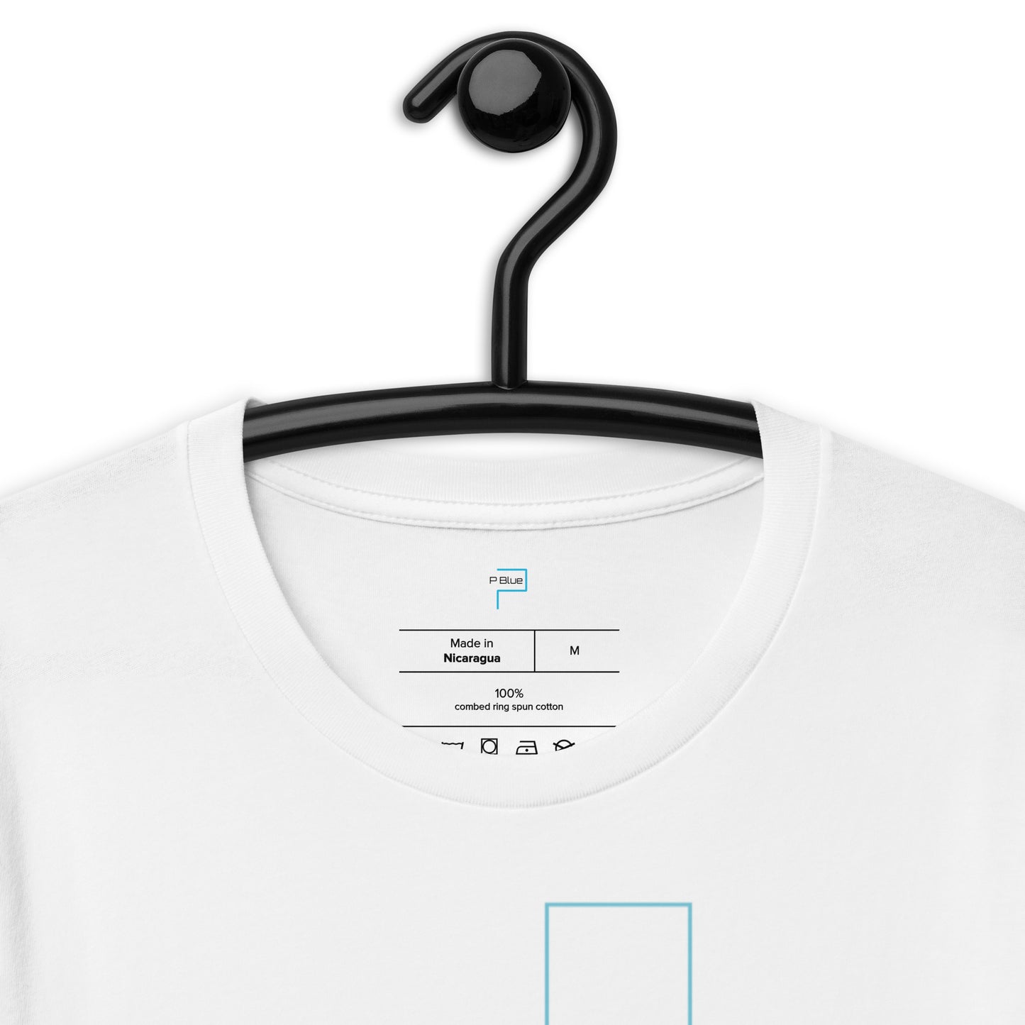 P Blue Soft Cotton T-Shirt with P Blue Rectangles Print by P Blue