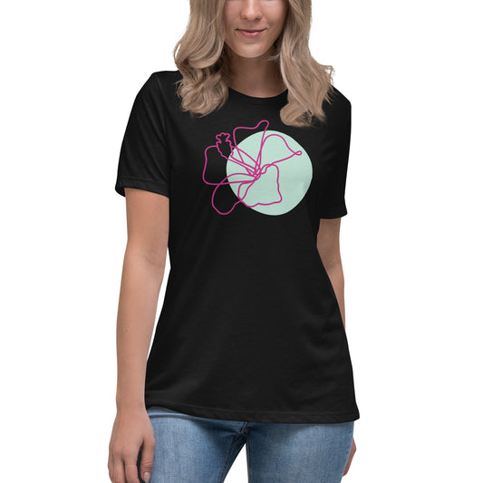 Floral Black Soft Relaxed Fit T-Shirt