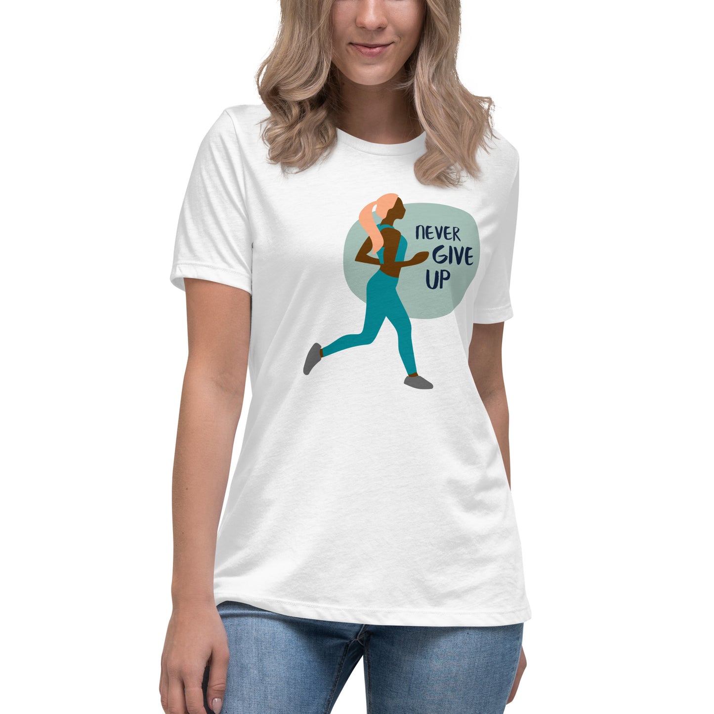 Never Give Up Soft Relaxed Fit T-Shirt by P Blue