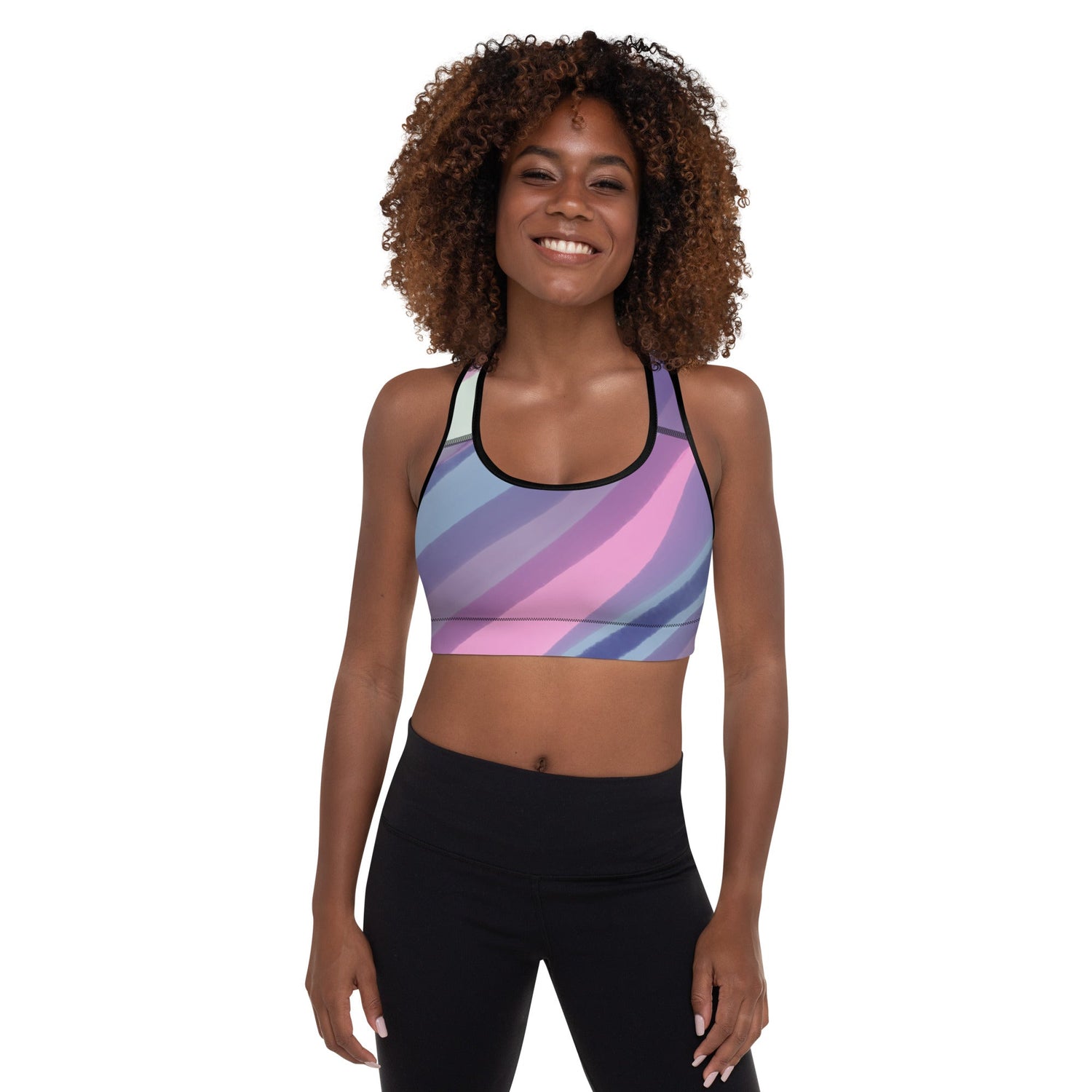 P Blue Sports Bra – Supportive Activewear with Abstract Marine-Inspired Patterns and Bold Oceanic Hues