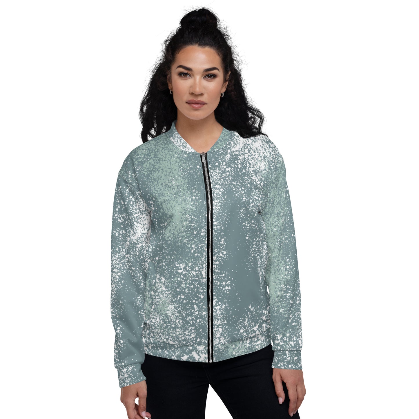 Patterned Bomber Jacket with Zipper