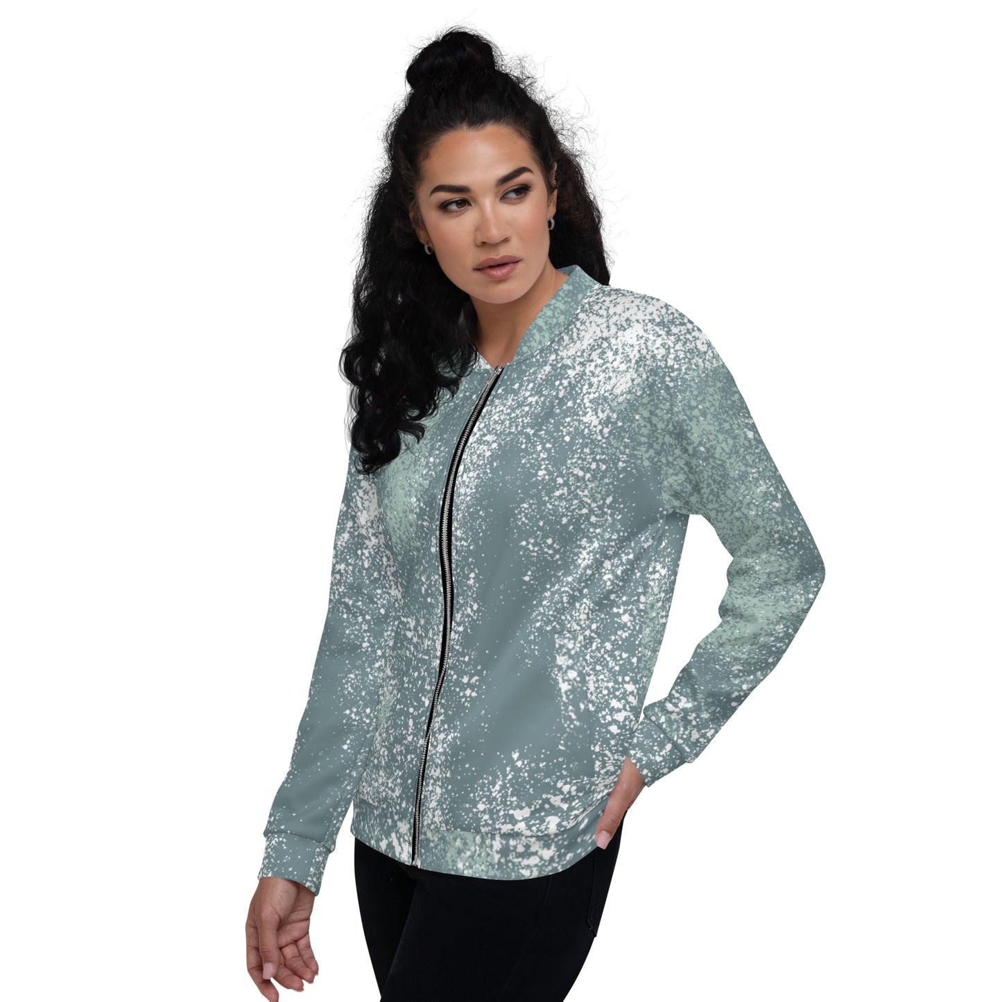 Patterned Bomber Jacket with Zipper