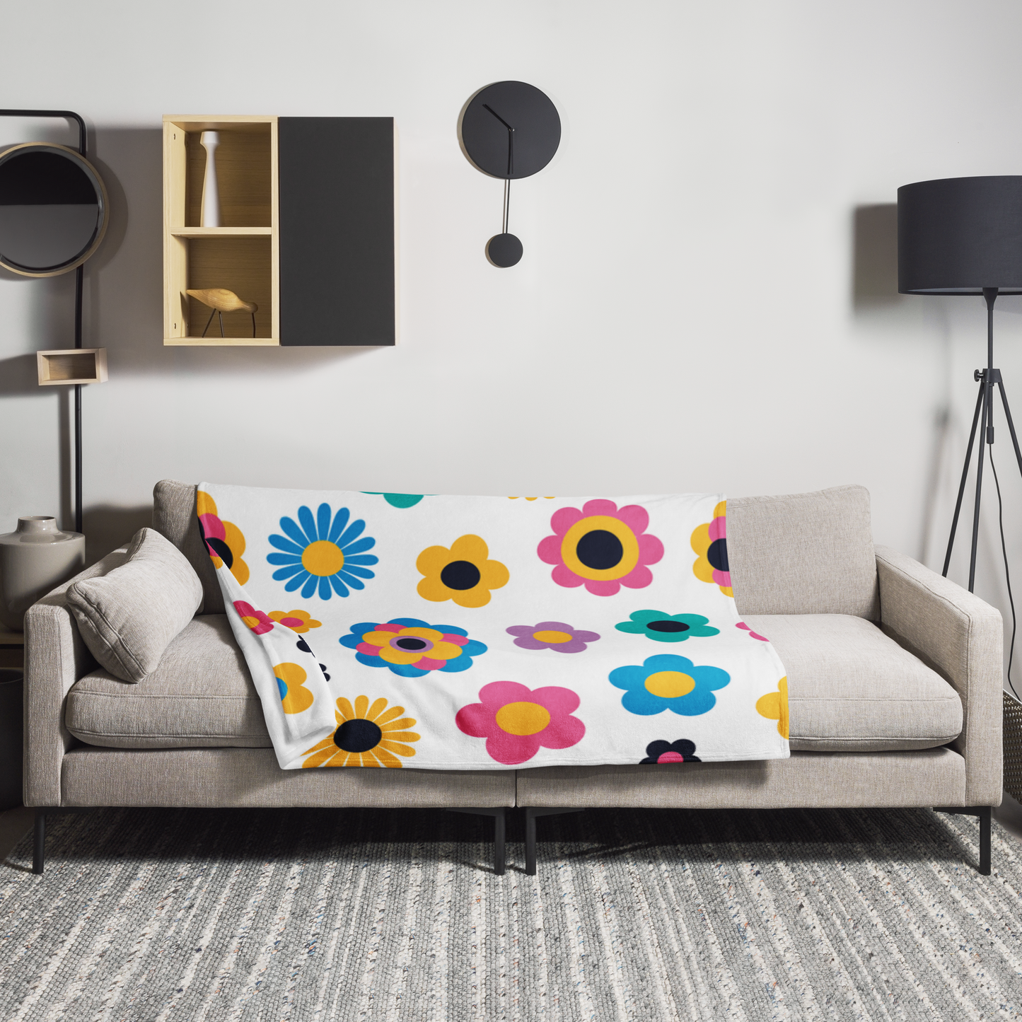 Silky Soft Floral Throw Blanket by P Blue