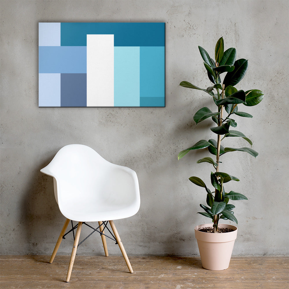 P Blue Abstract Art Canvas