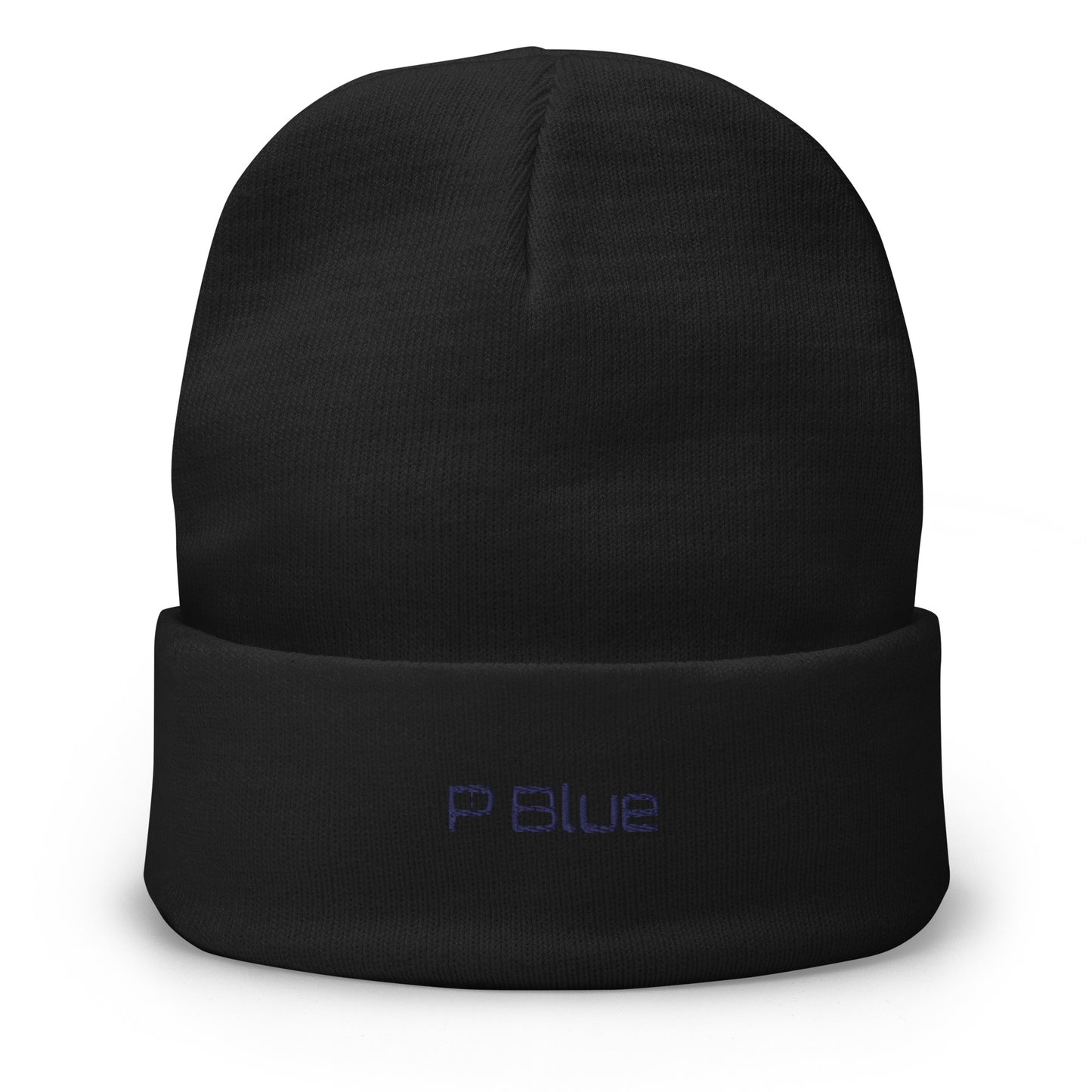 P Blue Embroidery Beanie