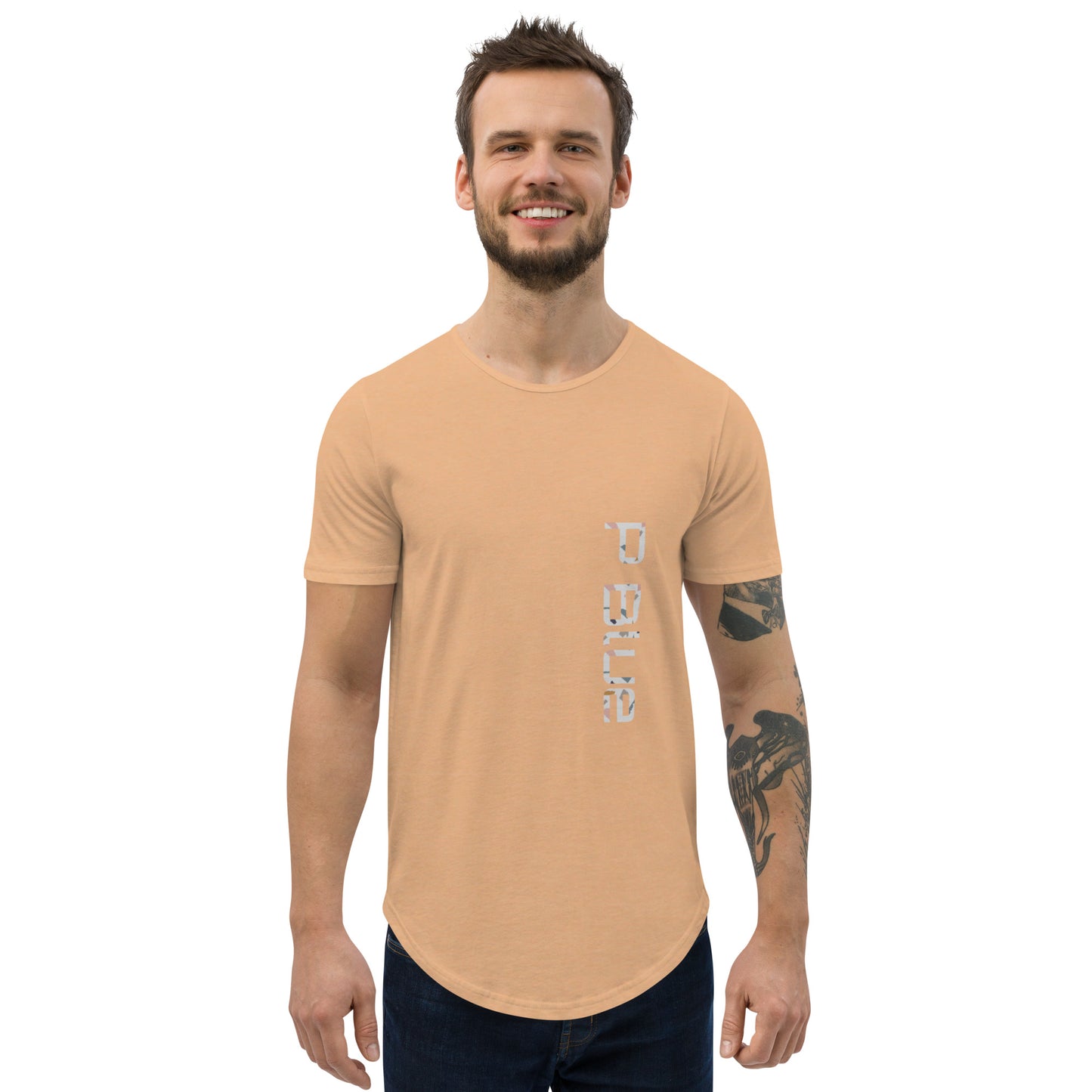 P Blue Men Privé Collection Curved Hem T-Shirt