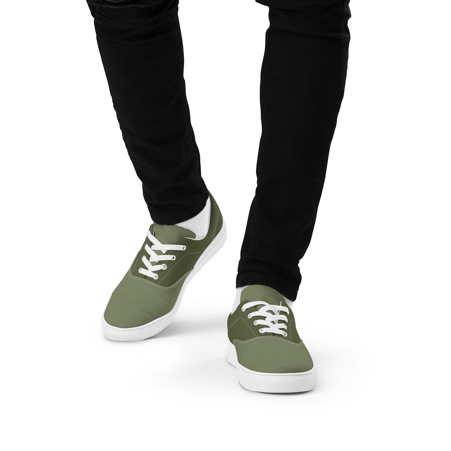 P Blue P Blue Green Two-Tone Lace-Up Canvas Shoes