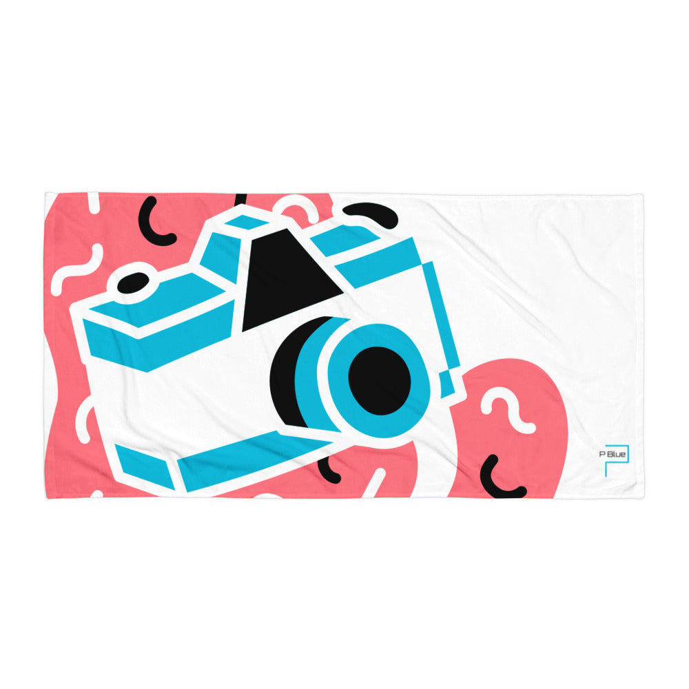 Cozy Cotton Beach Towel with Camera Print