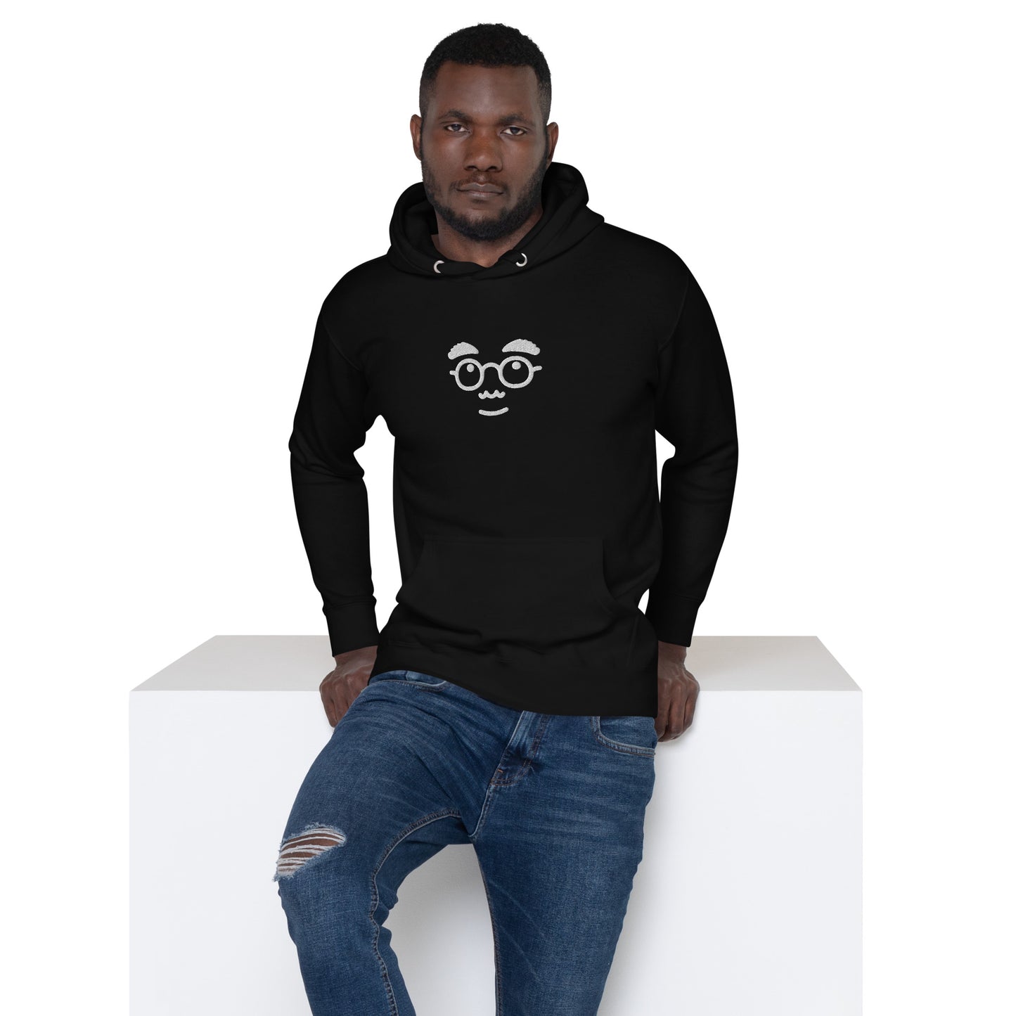 Premium Cotton Hoodie with Wondering Face Embroidery