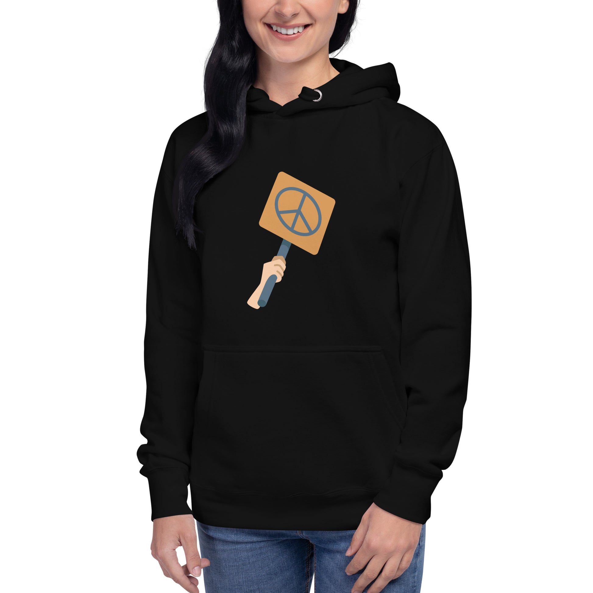 Premium Cotton Hoodie with Peace Sign Print