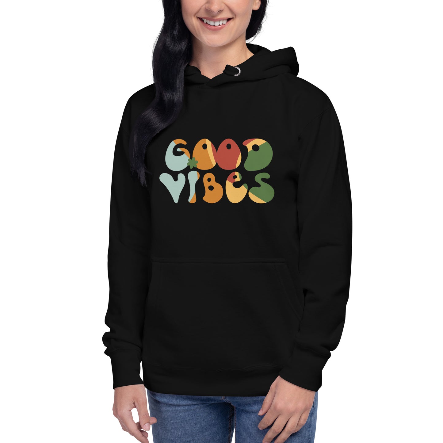 Premium Cotton Hoodie with Good Vibes Print