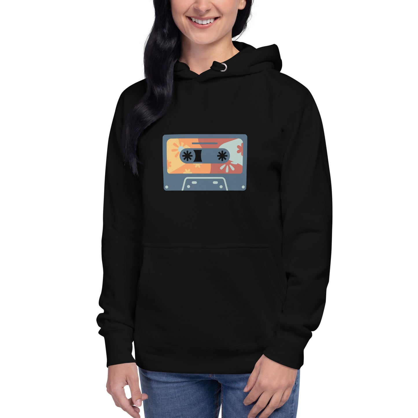 Premium Cotton Hoodie with Cassette Tape Print