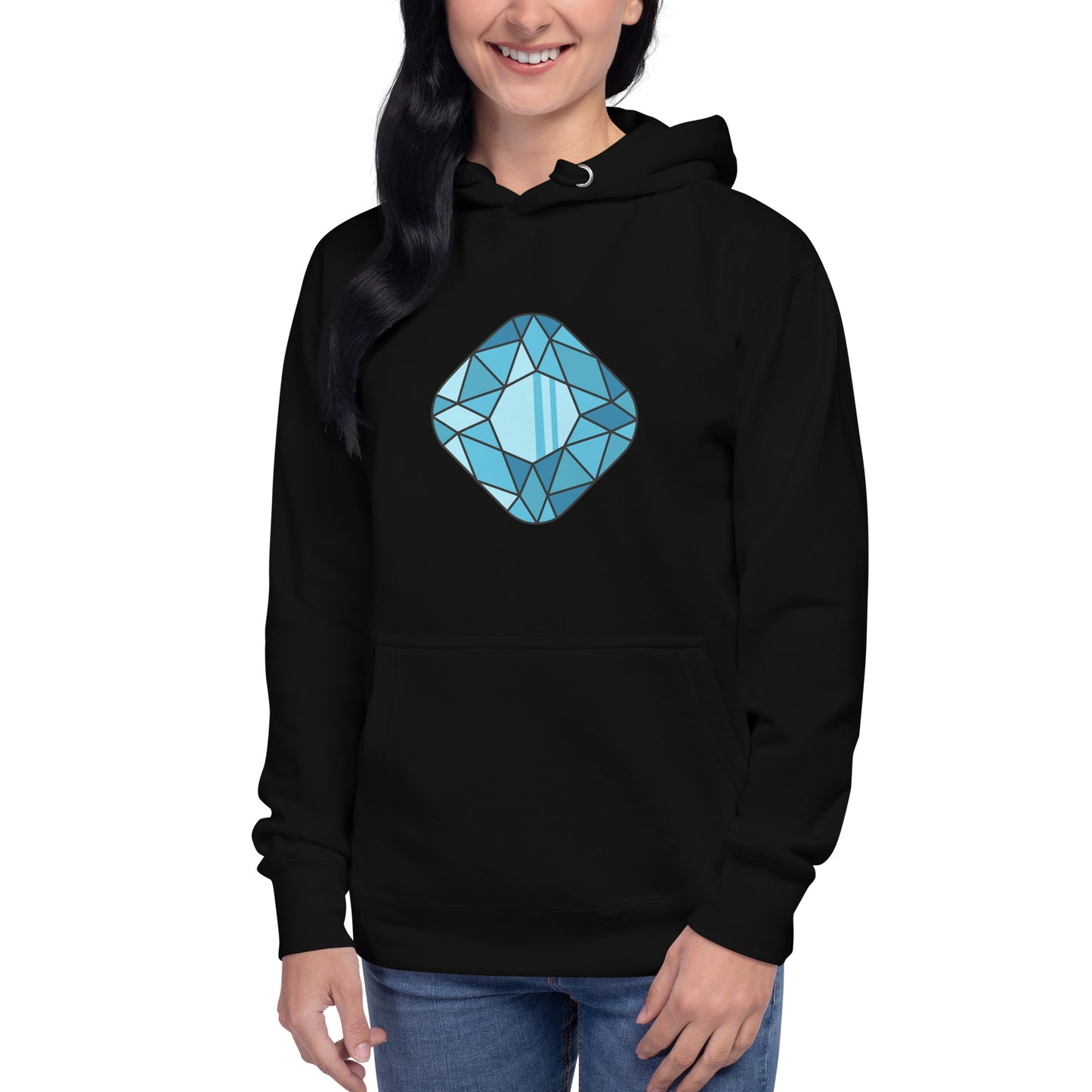 Premium Cotton Hoodie with Square Gem Print