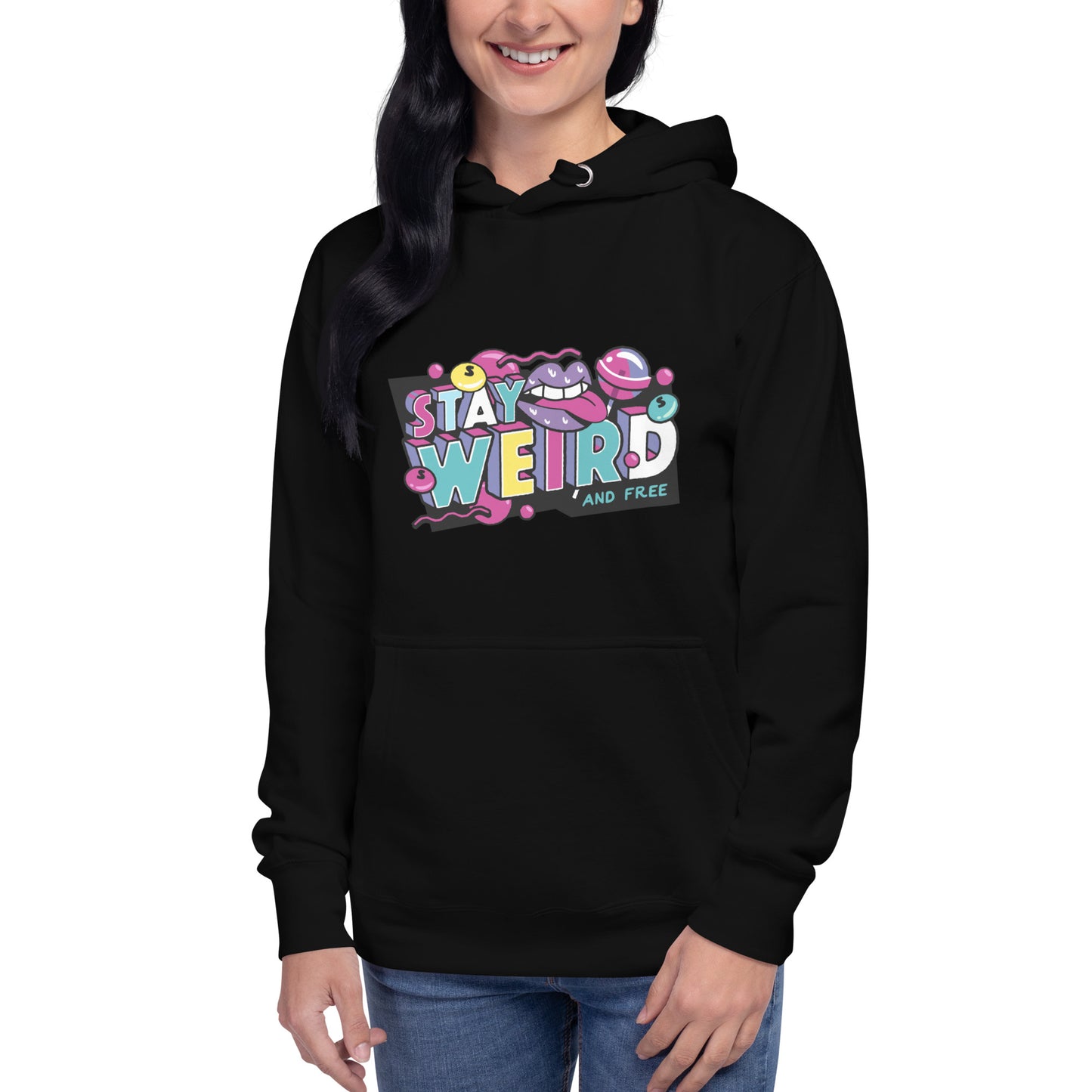 Premium Cotton Hoodie with Stay Weird Print